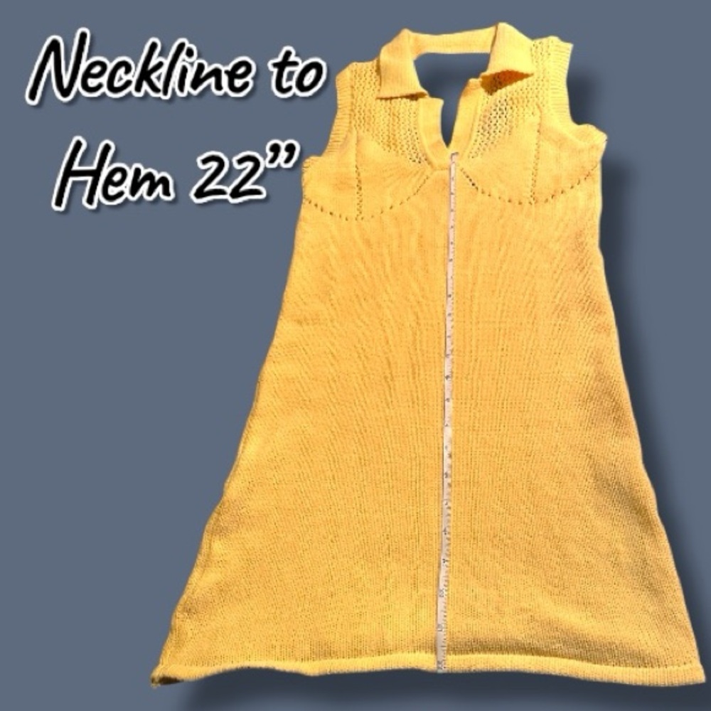EUC Zara Yellow Knit Perforated Halter Dress. Size S ⭐️ - Picture 7 of 11